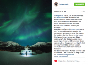 Fotobeitrag für die Instagram Aktion #meinlebendigerPlanet zur Earth Hour. Motiv: Nordlichter