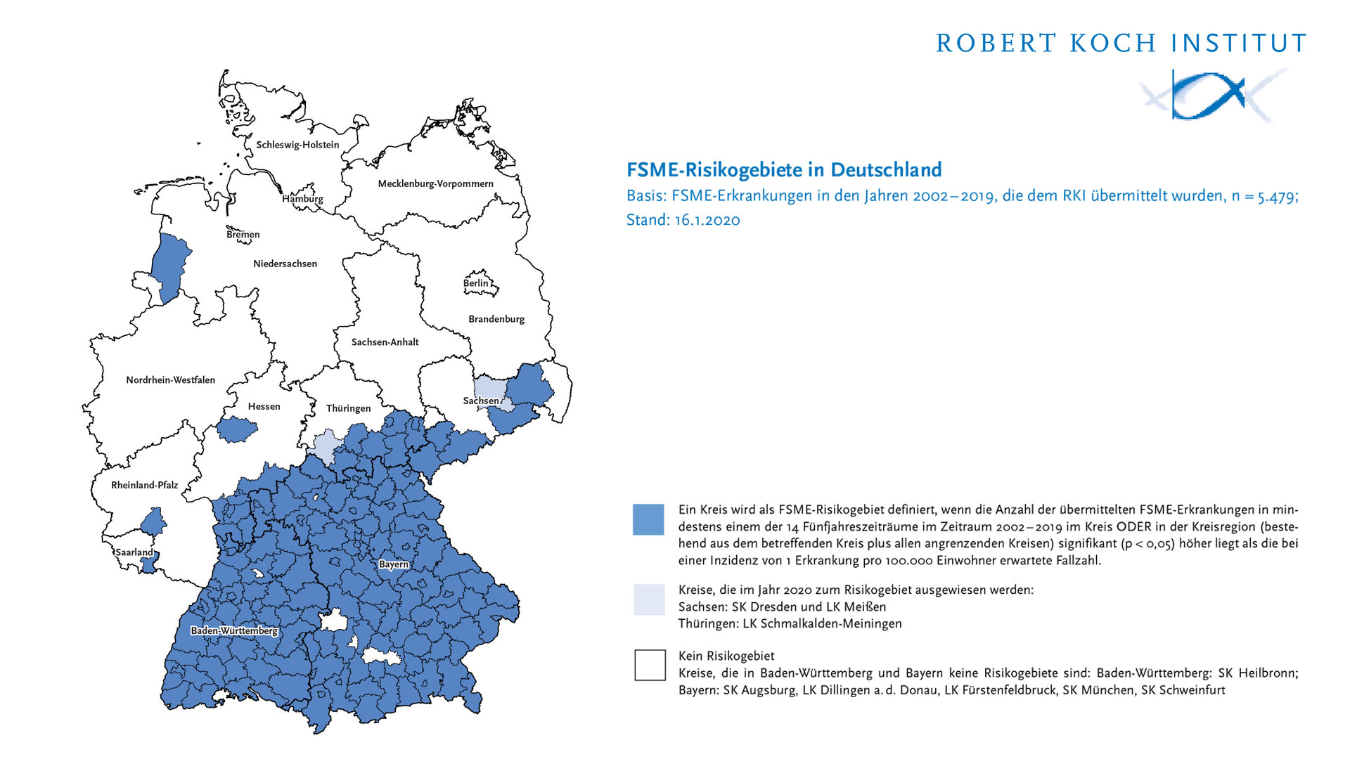 Zecken: FSME Gebiete in Deutschland laut RKI