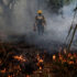 Feuerwehrmann im Pantanal läuft durch brennenden Wald, Brasilien leidet auch im Amazonas und dem Cerrado unter den schwersten Bränden
